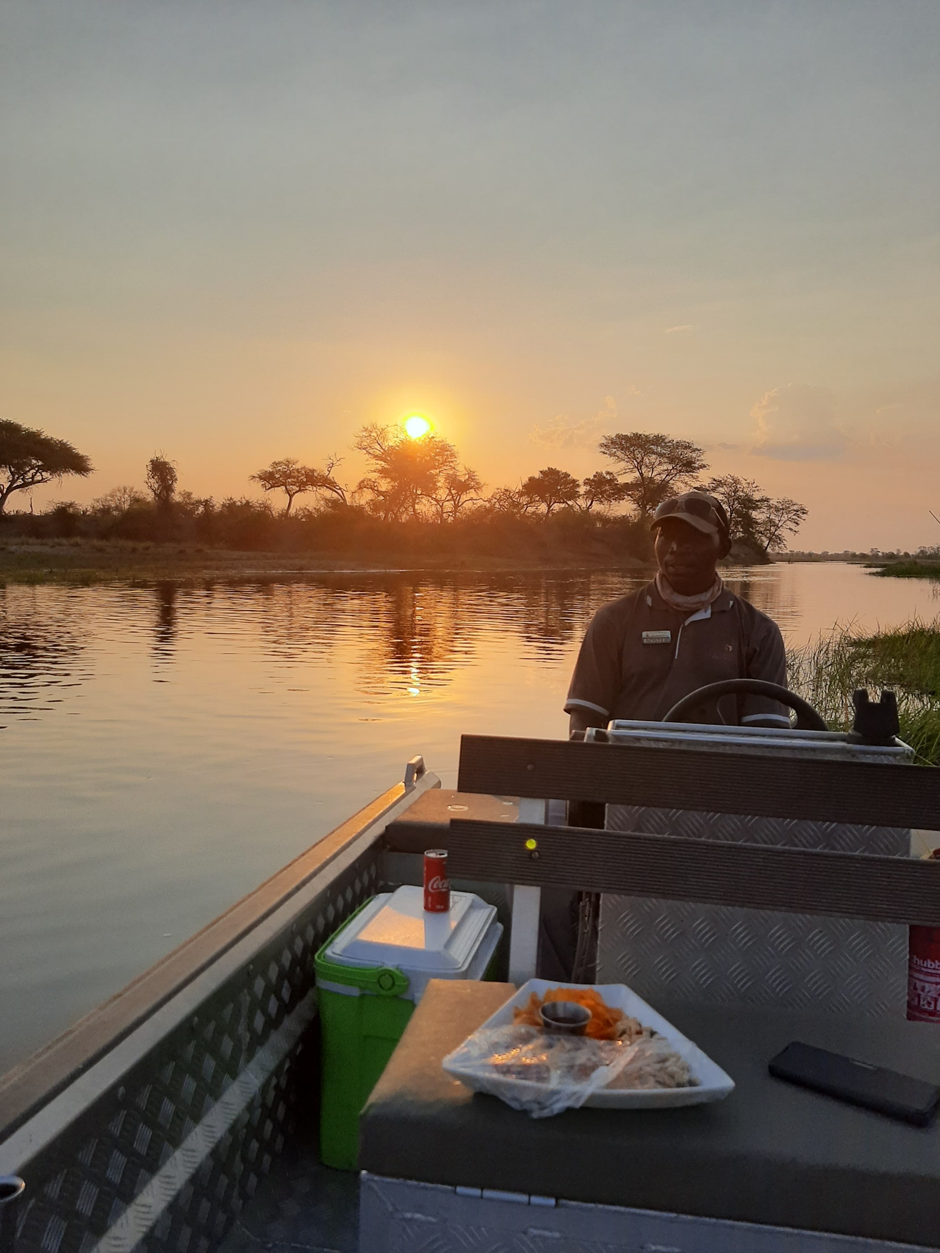 Local guide in a boat on the Caprivi waterways — Namibia